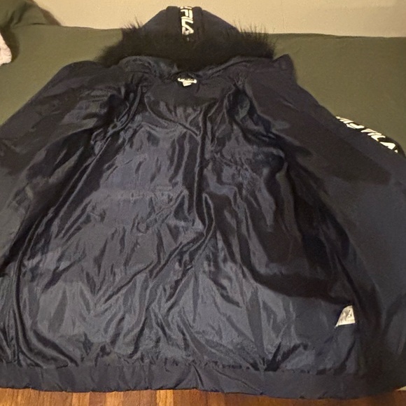 Fila Puffer Coat With Fur Hood|Midnight Navy Blue - Picture 8 of 8